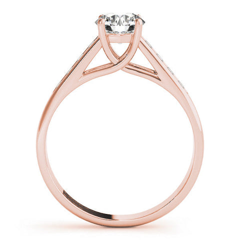 Rose gold Round Solitaire Channel-Set Diamond Engagement Ring with Four-Prong Setting