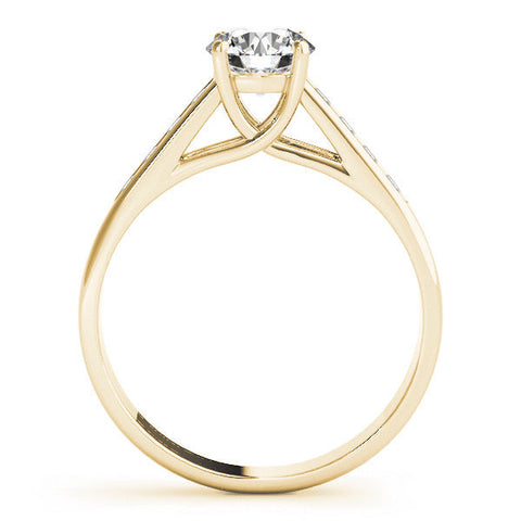 Yellow gold Round Solitaire Channel-Set Diamond Engagement Ring with Four-Prong Setting