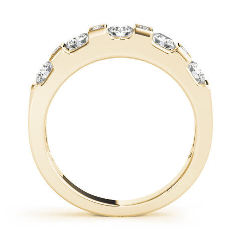 Yellow gold Channel Set Round Diamond White Gold Band