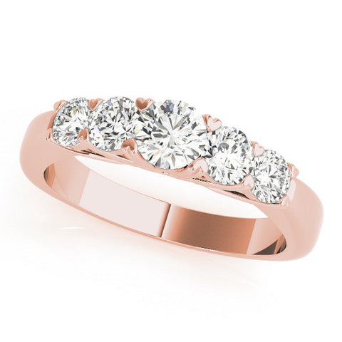 Rose gold Five-Stone Round Diamond Prong Set Half Eternity Band
