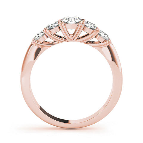 Rose gold Five-Stone Round Diamond Prong Set Half Eternity Band