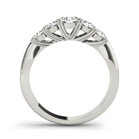 White gold Five-Stone Round Diamond Prong Set Half Eternity Band