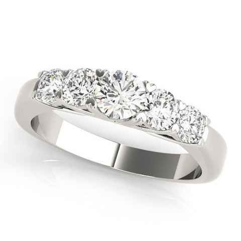 White gold Five-Stone Round Diamond Prong Set Half Eternity Band