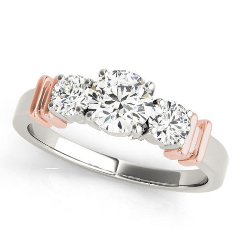 Rose gold Three-Stone Round Diamond Solitaire Ring with Channel Band and Prong Setting