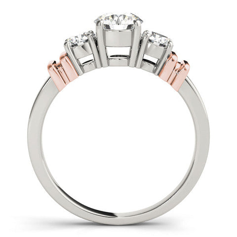 Rose gold Three-Stone Round Diamond Solitaire Ring with Channel Band and Prong Setting