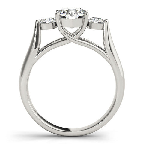 White gold Three-Stone Round Diamond Solitaire with Tapered Band and Four-Prong Setting