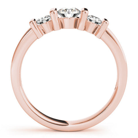 Rose gold Channel Set Round Diamond Trio Bar Prong Ring
