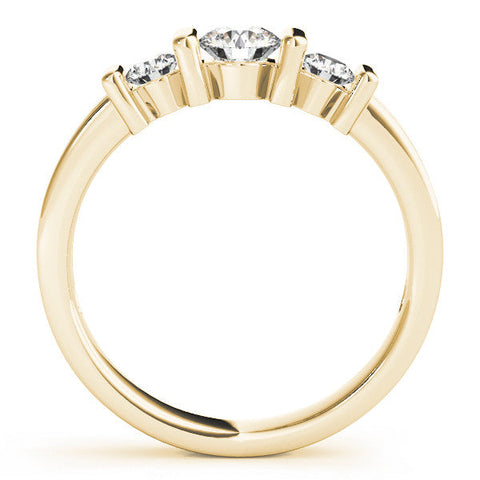 Yellow gold Channel Set Round Diamond Trio Bar Prong Ring