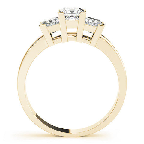 Yellow gold Three-Stone Princess Cut Diamond Ring with Channel Band and Prong Setting