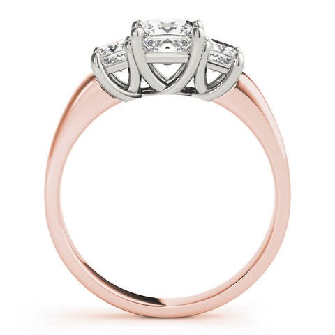 Rose gold Three-Stone Princess Cut Diamond Ring with Channel-Set Band and Four-Prong Setting