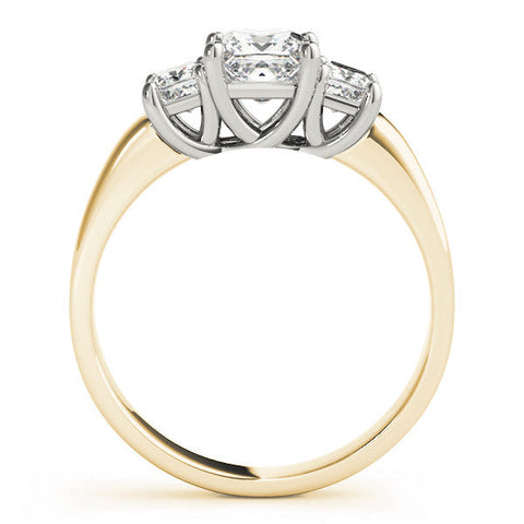Yellow gold Three-Stone Princess Cut Diamond Ring with Channel-Set Band and Four-Prong Setting
