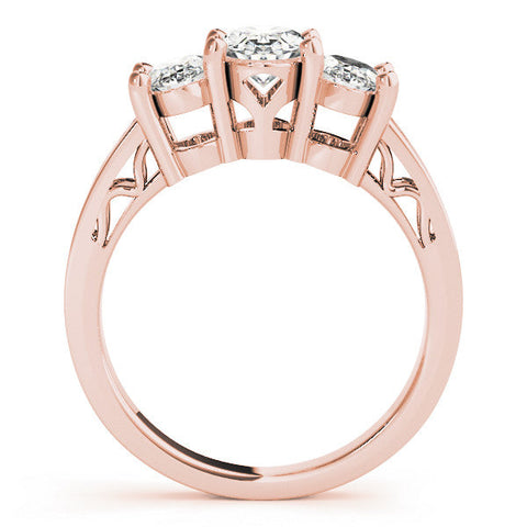 Rose gold Three-Stone Princess Diamond Pave Band with Prong Setting
