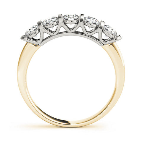 Yellow gold Five-Stone Round Diamond Half-Eternity Bar-Set Ring