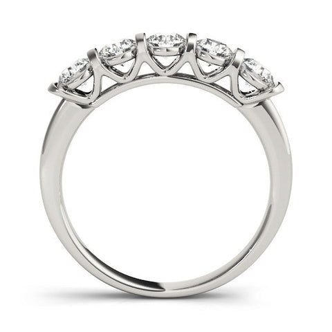 White gold Five-Stone Round Diamond Half-Eternity Bar-Set Ring