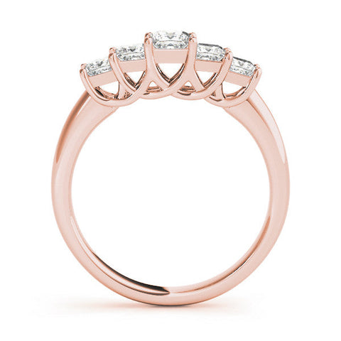 Rose gold Princess Cut Five-Stone Prong Set White Gold Band