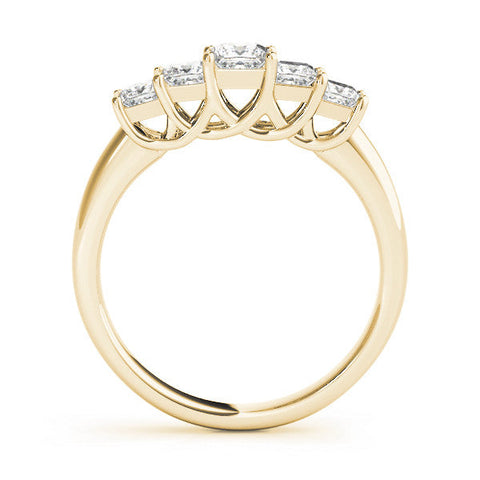 Yellow gold Princess Cut Five-Stone Prong Set White Gold Band