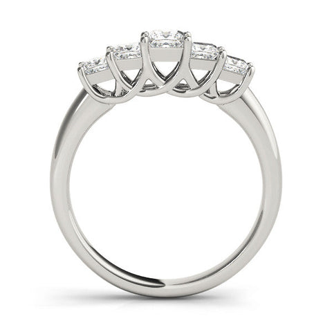 White gold Princess Cut Five-Stone Prong Set White Gold Band