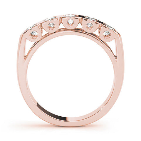 Rose gold Channel Set Round Diamond Flat Band with Prong Setting