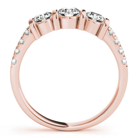 Rose gold Cushion Brilliant Trilogy Channel Set Diamond Ring with Bar Prongs