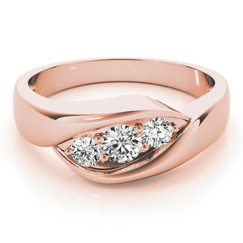 Rose gold Channel Set Heart Diamond Crossover Band