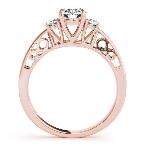 Rose gold Three-Stone Marquise Cut Diamond Cathedral Engagement Ring with Prong Setting