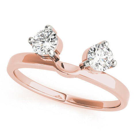 Rose gold Round Cut Dual Diamond Open Band with Prong Setting
