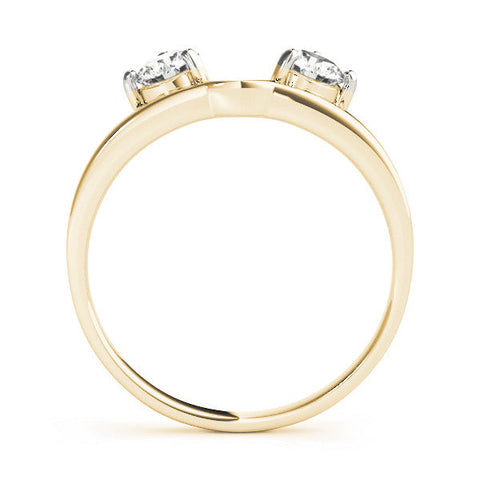 Yellow gold Round Cut Dual Diamond Open Band with Prong Setting