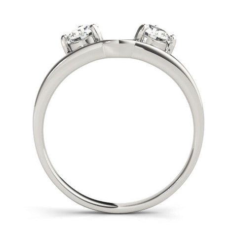 White gold Round Cut Dual Diamond Open Band with Prong Setting