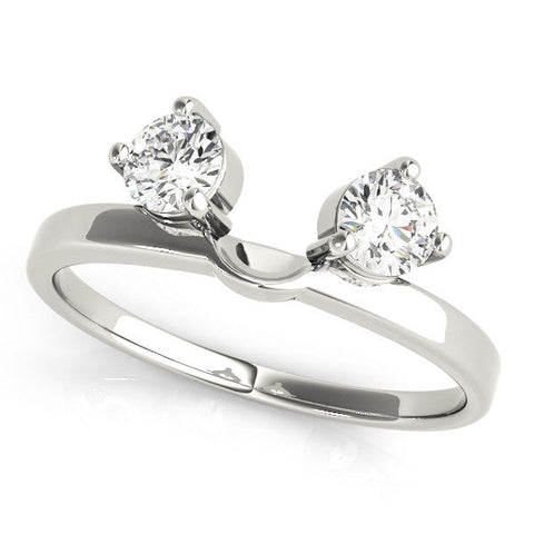 White gold Round Cut Dual Diamond Open Band with Prong Setting