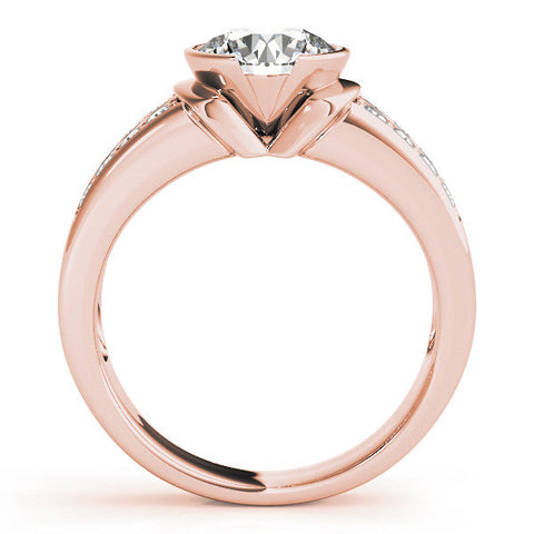 Rose gold Round Brilliant Diamond Channel Set Wide Band Ring with Bezel Setting
