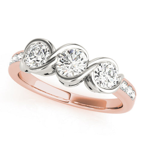 Rose gold Three-Stone Round Diamond Twist Band with Channel Setting