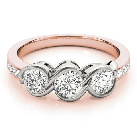 Rose gold Three-Stone Round Diamond Twist Band with Channel Setting