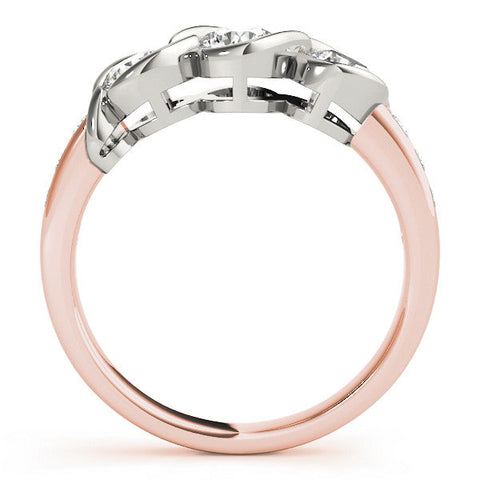 Rose gold Three-Stone Round Diamond Twist Band with Channel Setting