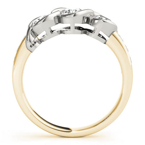 Yellow gold Three-Stone Round Diamond Twist Band with Channel Setting