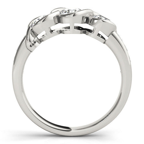 Platinum Three-Stone Round Diamond Twist Band with Channel Setting