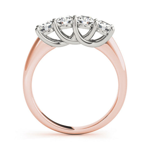 Rose gold Four-Stone Round Diamond Prong-Set White Gold Band