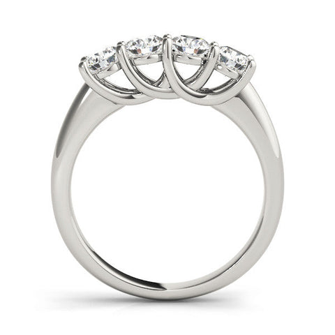 Silver Four-Stone Round Diamond Prong-Set Silver Band