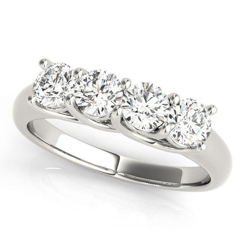 White gold Four-Stone Round Diamond Prong-Set White Gold Band