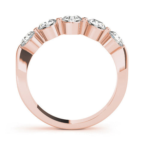 Rose gold Five-Stone Round Diamond Half-Eternity Band with Prong Setting