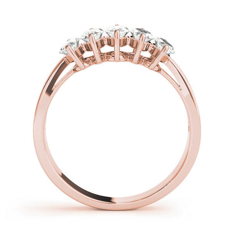 Rose gold Five-Stone Marquise Diamond Split Shank Ring with Shared Prong Setting