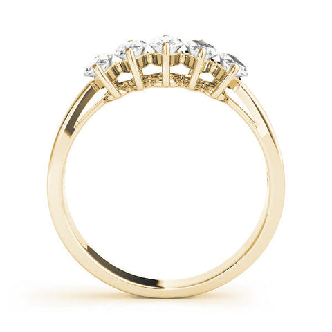 Yellow gold Five-Stone Marquise Diamond Split Shank Ring with Shared Prong Setting