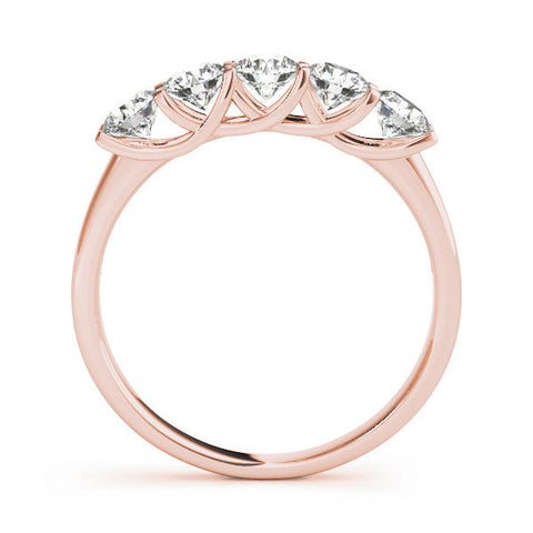 Rose gold Round Cut Diamond Half Eternity Band with Prong Setting