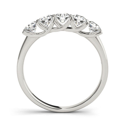 White gold Round Cut Diamond Half Eternity Band with Prong Setting