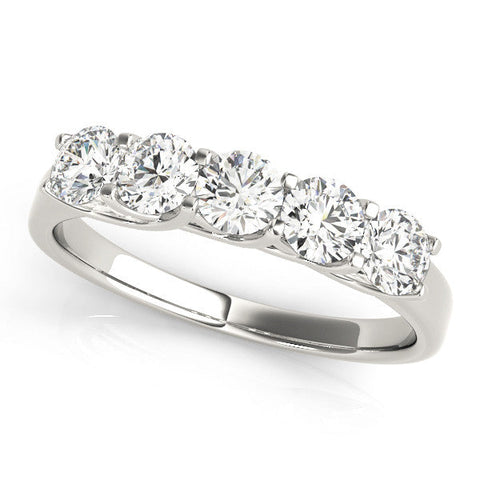 White gold Round Cut Diamond Half Eternity Band with Prong Setting