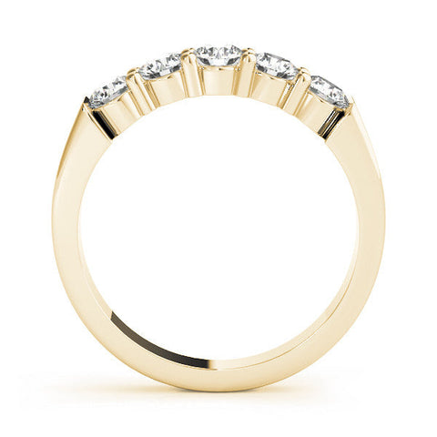 Yellow gold Round Cut Diamond Prong Set Half-Eternity Band
