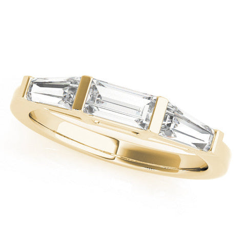 Yellow gold Three-Stone Baguette Cut Channel Set Diamond Band