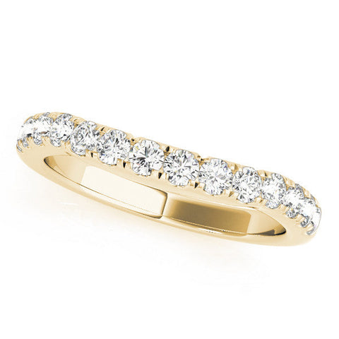Yellow gold Round Diamond Pavé Half Eternity Band with Shared Prong Setting