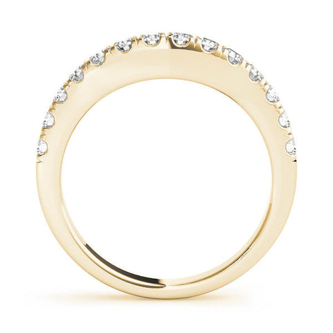 Yellow gold Round Diamond Pavé Half Eternity Band with Shared Prong Setting