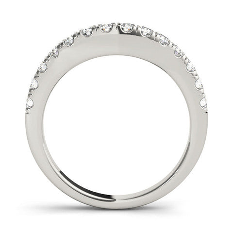 White gold Round Diamond Pavé Half Eternity Band with Shared Prong Setting