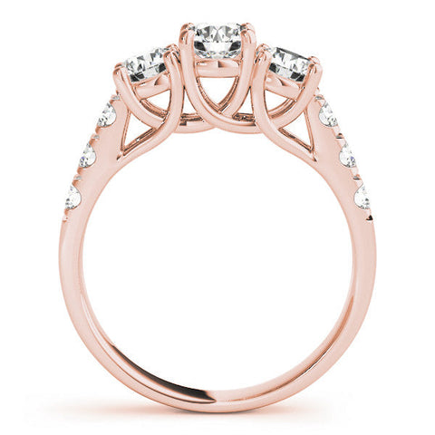 Rose gold Three-Stone Round Diamond Pavé Band with Prong Setting